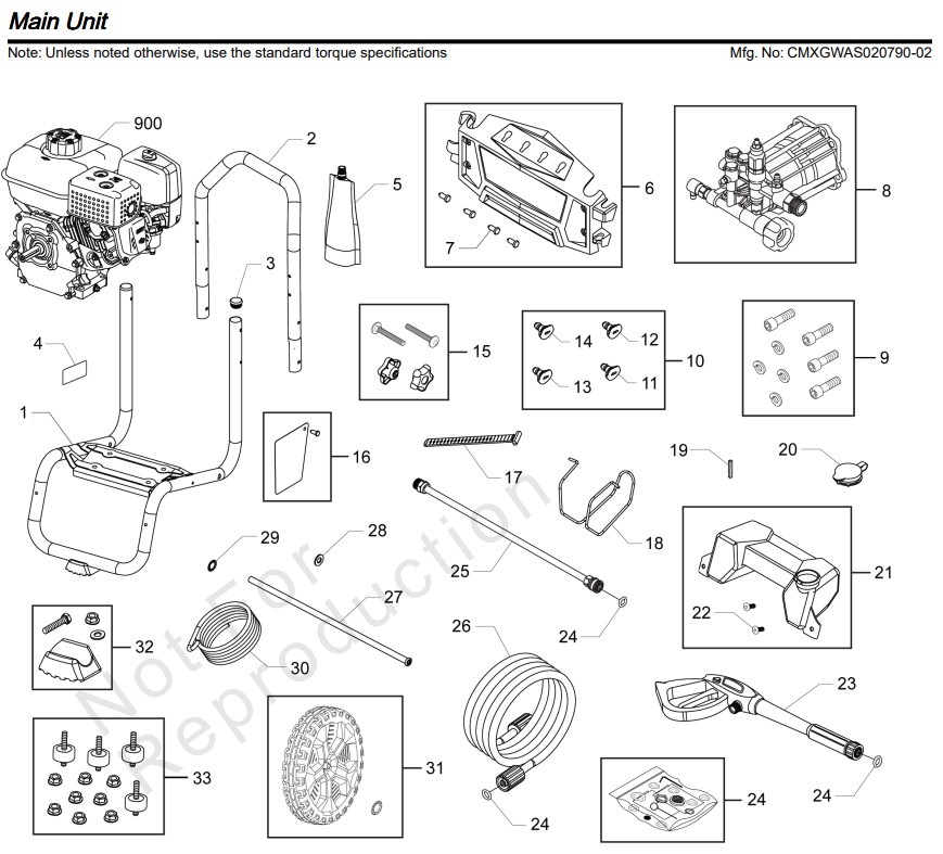 Craftsman Pressure Washer CMXGWAS020790-02 Parts